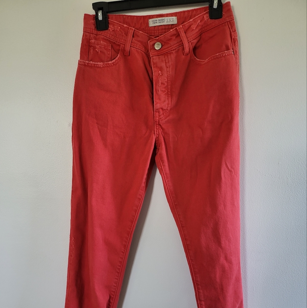 Zara Basics Denim Distressed Jeans Women's 4